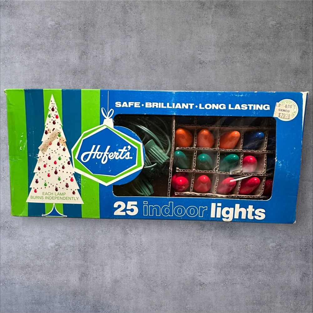 Vintage Hofert's Multi Color Indoor Christmas 25 Light‎ Set C7. 1/2 - NIP